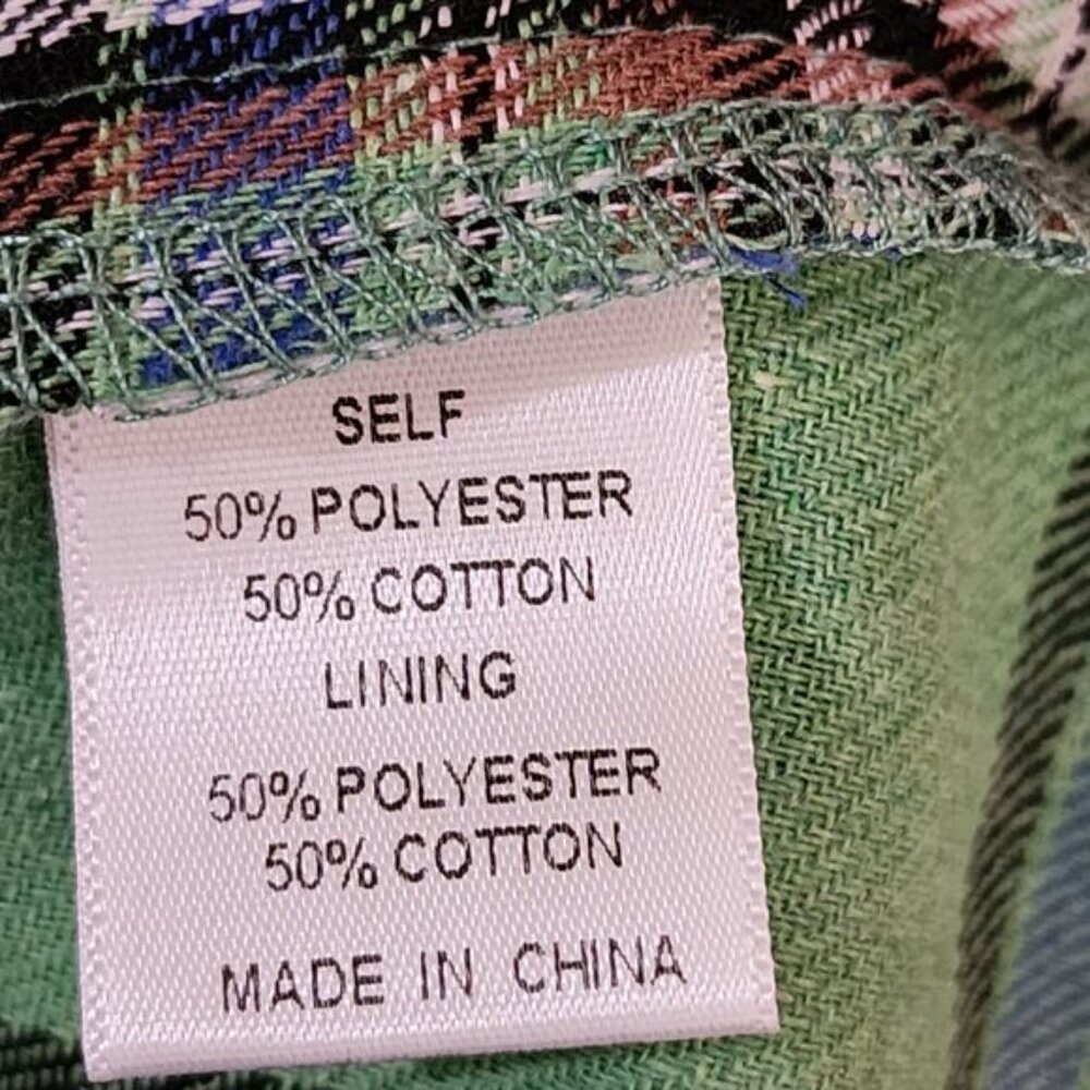 J. NNA Green Plaid Patchwork Button Front Flannel… - image 6